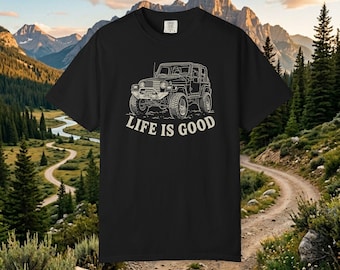 Life is Good Wrangler TJ Off-Road 4x4 American Flag Adventure T-Shirt Gift for Dad, Mom, Humor Birthday Gift