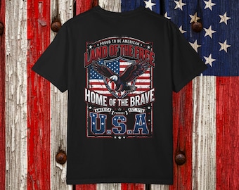 Land of the Free Home of the Brave USA Eagle Patriotic T-Shirt