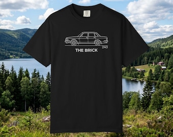 The Brick 240 Retro Sedan Blueprint Minimalist Car Graphic T-Shirt Gift for Dad, Mom, Humor Birthday Gift