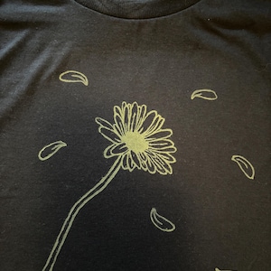 Original daisy lino block printed shirts, tees, paper prints, and more!