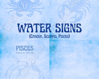 Astrology Water Signs Notes Template | Cancer |  Scorpio | Pisces | Water signs| Astrology | Witch | Crafting | Digital Printable