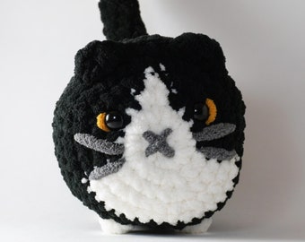 Crochet Tuxedo Cat | Medium Handmade Plushie