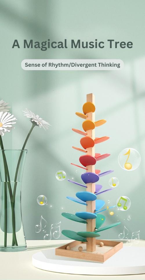 Arbre à Musique En Bois Arc-en-ciel – Jouet Montessori éducatif Avec Billes – Développe La Motricité Fine Pour Enfants Dès 2 Ans