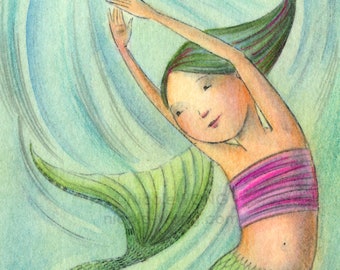 ACEO Archival Print -- DANCING MERMAID