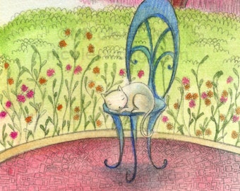 ACEO Archival Print -- GARDEN SNOOZE