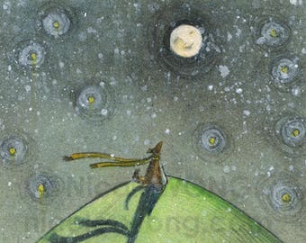 Original ACEO Painting -- Snow Starting