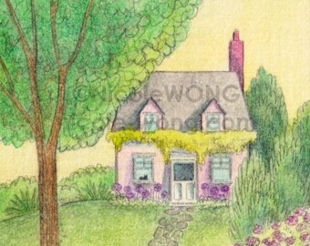 Original ACEO Painting -- Cottage