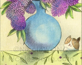 Original ACEO Drawing and Painting -- Bouquet