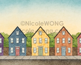 ACEO Archival Print -- Houses