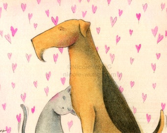 ACEO Print -- AIREDALE LOVE