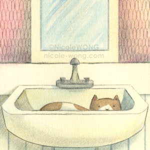 ACEO Archival Print Sink Cat image 1