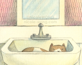 ACEO Archival Print -- Sink Cat