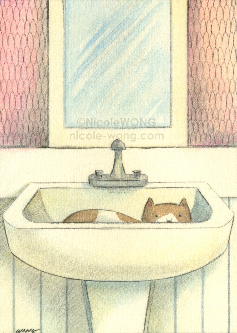 ACEO Archival Print Sink Cat image 1