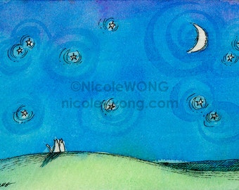 ACEO Print -- Love under the Night Sky