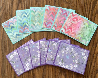 12 handmade blank notecards with envelopes 2 designs. E4