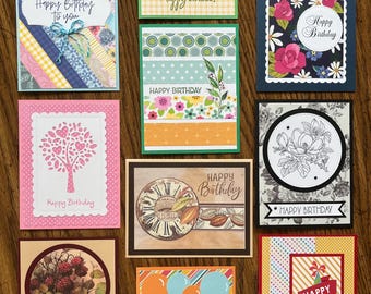 10 assorted handmade Birthday cards with envelopes E11