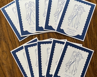10 handmade Angel Christmas cards with envelopes