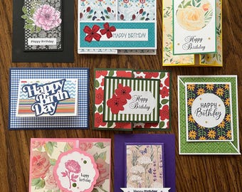 8 Handmade Special Fun Fold Birthday Cards  E13