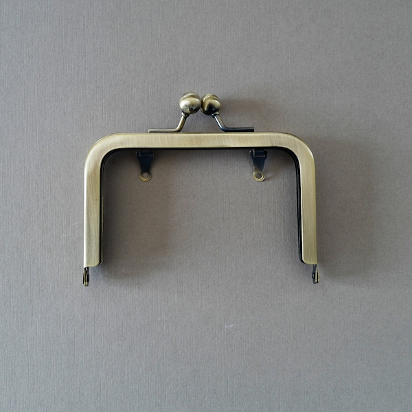 Brushed Brass Kisslock Clutch Frame 4.5", Glue-In Bag Frame