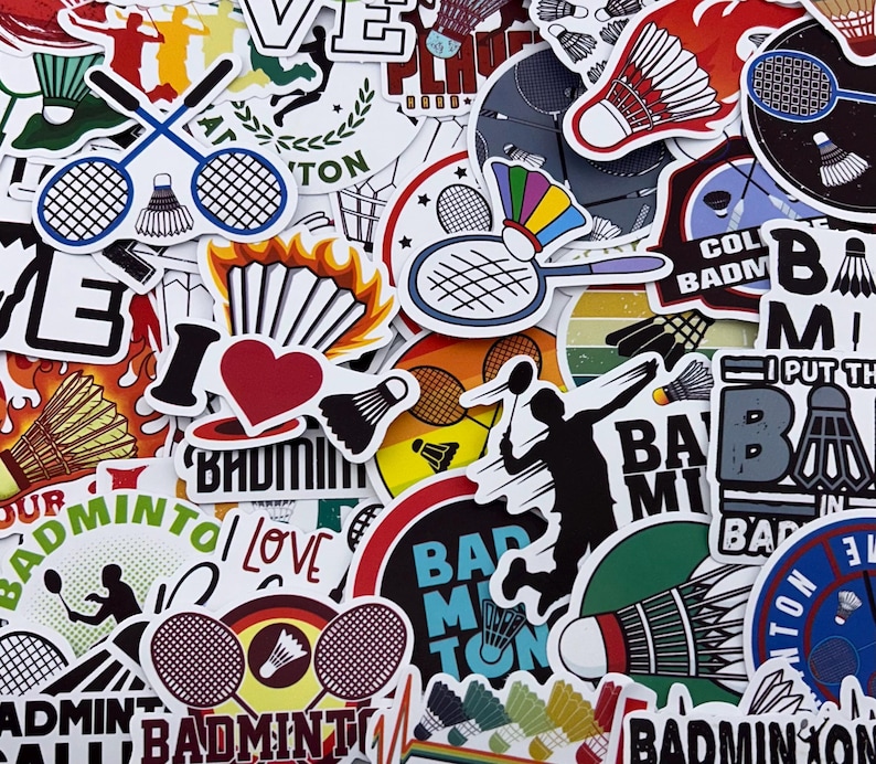 Racket Sticker Waterproof Badminton Vinyl Sticker Pack for Rackets, Bottles, Laptops ...