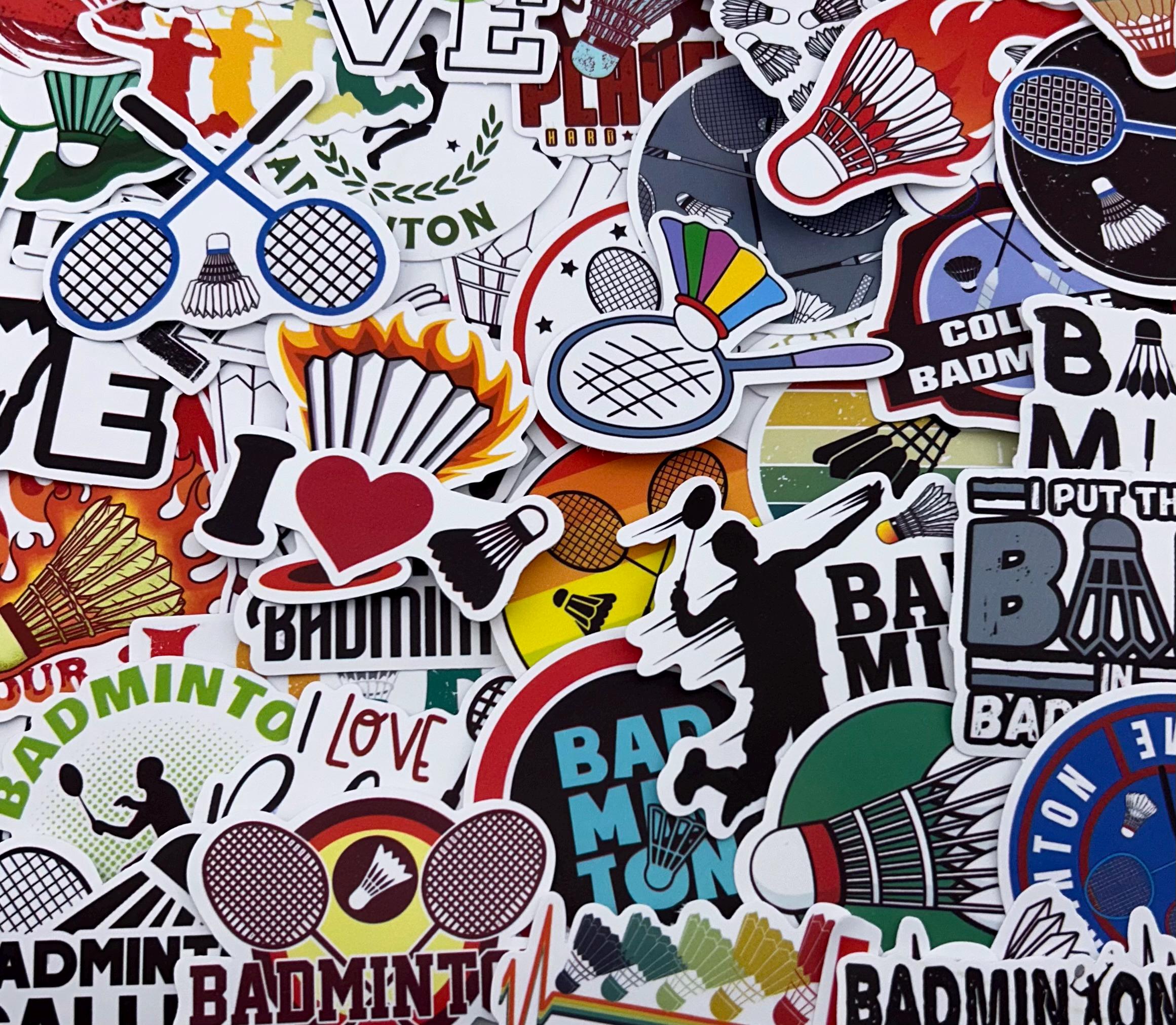 Waterproof Badminton Vinyl Sticker Pack for Rackets, Bottles, Laptops ...