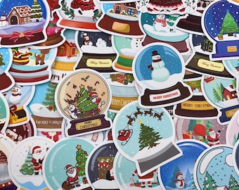 Christmas Snow Globe Sticker Pack | Cute Holiday Vinyl Stickers | Santa, Snowman & Tree Scenes | Winter Aesthetic Stickers