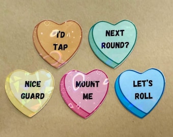 Holographic Jiu Jitsu Conversation Heart Stickers | Waterproof Vinyl