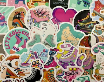 Retro Roller Skate Sticker Pack | Colorful Vinyl Decals, Disco Rink