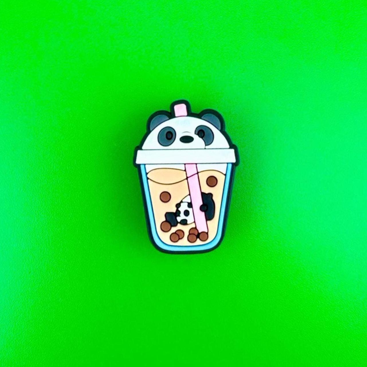 Adorable Panda Bear Boba Tea Shoe Charm - Kawaii Bubble Drink Accessory for Animal Lovers