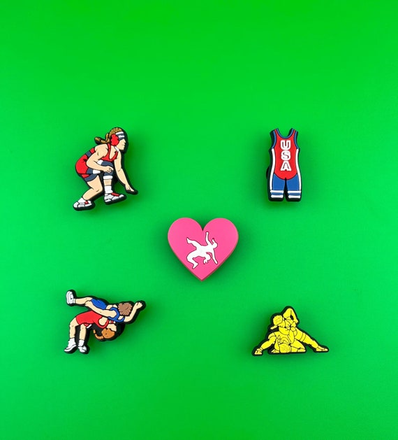 Whimsical 5-Piece Girl Wrestler Shoe Charms Gift Collection