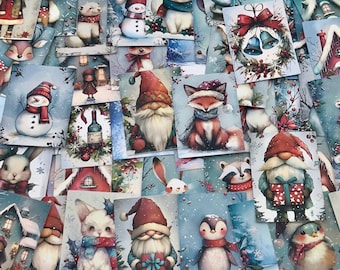 Whimsical Christmas Sticker Pack • Winter Animals & Gnome Stickers • Cute Holiday Vinyl Stickers • Snowy Aesthetic • Scrapbook