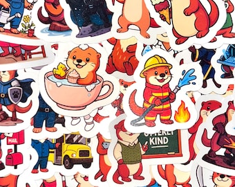 Cute Otter Stickers | Waterproof Vinyl Decals for Laptop, Hydro Flask | Otter Family Decal, Wildlife Sticker