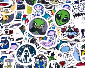 Alien Astronaut Waterproof Vinyl Decals for Laptop, Hydro Flask | Family Decal, Sticker