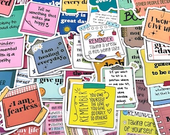 Affirmation Sticker Pack • Positive Quote Stickers • Mental Health & Self-Care Stickers • Colorful Aesthetic Vinyl Stickers • Journaling