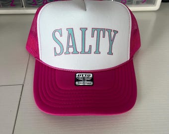 Hot Pink “Salty” Trucker Hat  – Beach, Pool, Summer, Vacation, Spring Break