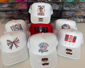 4th of July Trucker Hats - Summer, BBQ, Parade, Pool, Lake, Beach