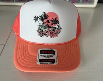 Coral “Beach Bum” Trucker Hat  – Beach, Pool, Summer, Vacation, Spring Break