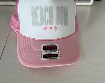 Light Pink “Beach Bum” Trucker Hat  – Beach, Pool, Summer, Vacation, Spring Break