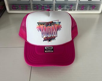 Hot Pink 'Hot Mom Summer' Trucker Hat: Neon Beach Snapback