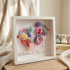 Personalised Baby Floral Footprint Shadow box