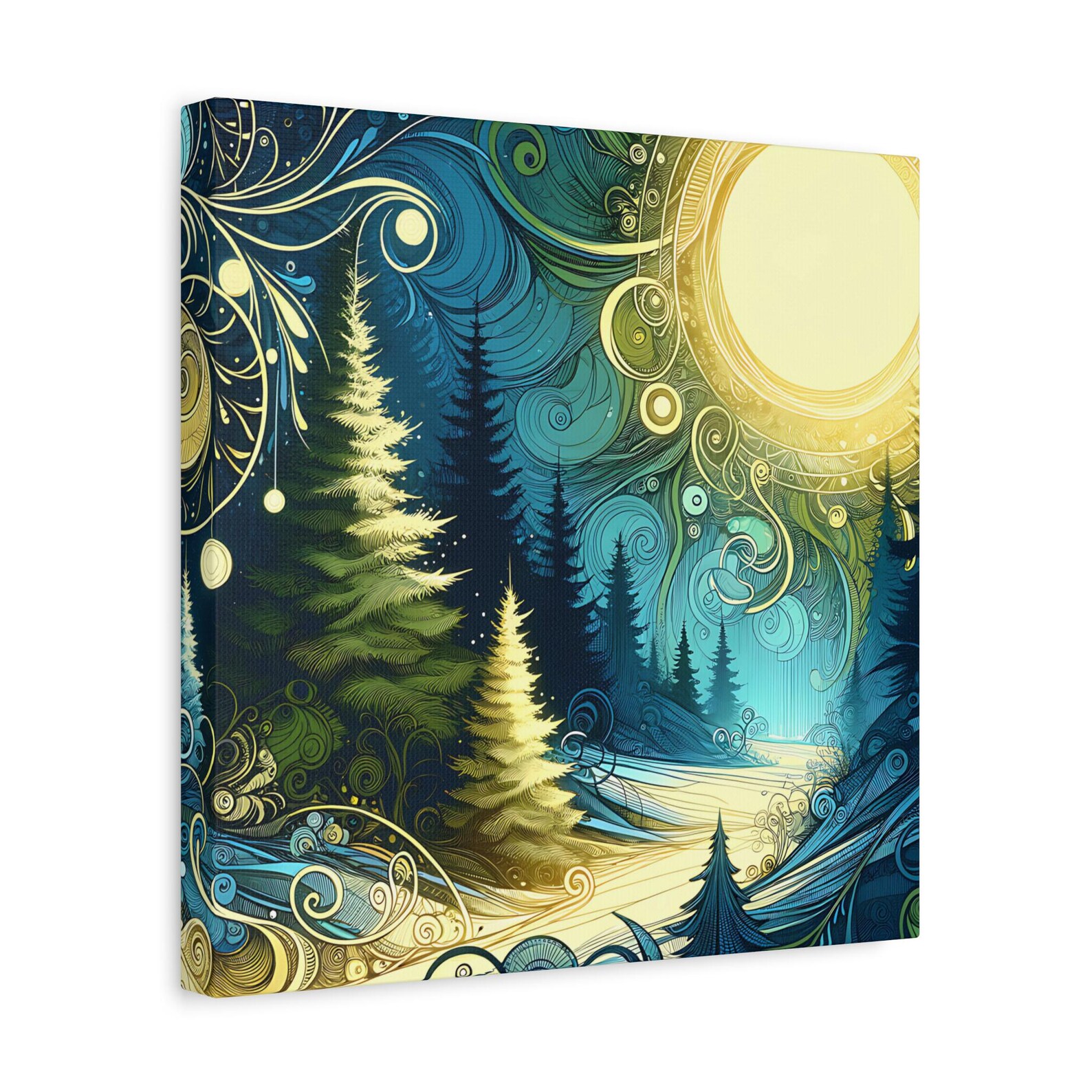Canvas Print, Winter Solstice Evergreen Forest, Wall Art Decor, Nature ...