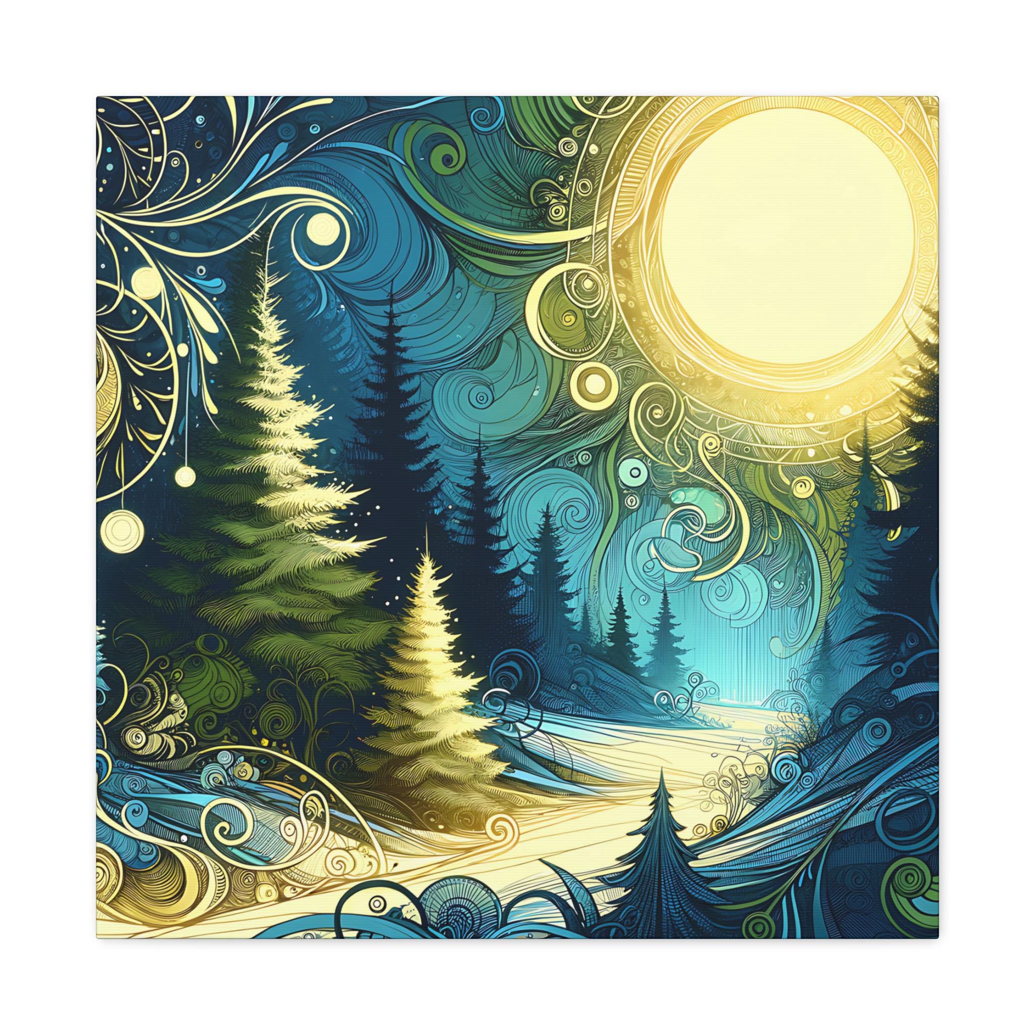 Canvas Print, Winter Solstice Evergreen Forest, Wall Art Decor, Nature ...