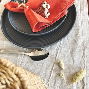 Thick Linen Napkins Set, Burnt Orange Napkins, Washed Linen, Cloth Napkins Modern, Terracotta Wedding