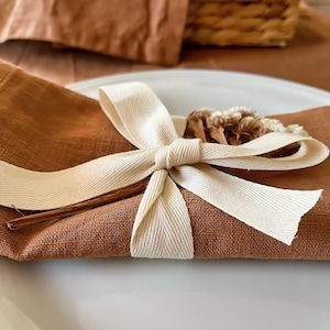 Linen Napkins Set of 4, Cloth Napkins Modern, Cinnamon Dinner Napkins, Heavyweight Linen Napkins, Washed Linen Napkins