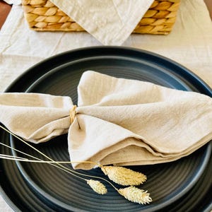 Natural Beige Linen Napkins, Dinner Napkins, Rustic linen Napkins, Organic Napkins, Linen Napkins Set
