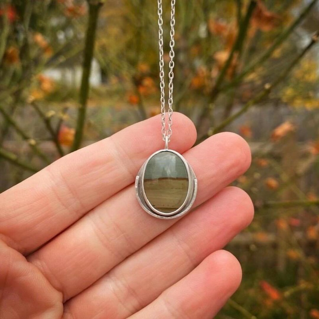 Owyhee Jasper Sterling Silver Drop Pendant | 1 3/4