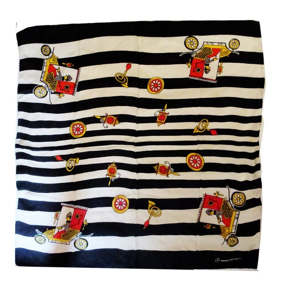 Original Vintage Silk Scarf-Print MERCEDES