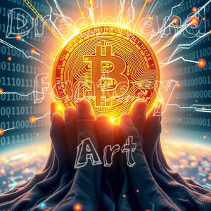 Bitcoin Digital Art Bundle | 4 High-Quality Images | 8x10 Printable Wall Art | Cryptocurrency Decor for Office or Home