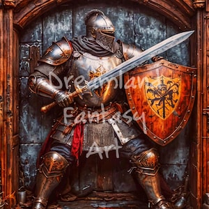 Medieval Knight Wall Art | 2 Prints | 8x10 Size | Armor & Sword Artwork | Historical Warrior Decor | Digital Download | Mediaeval Times