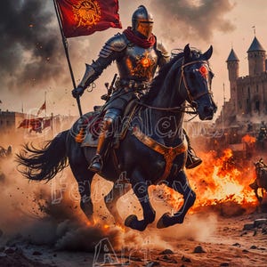 Medieval Knight Wall Art | 2 Prints | 8x10 Size | Battle scenes | Historical Warrior Decor | Digital Download | Mediaeval Times